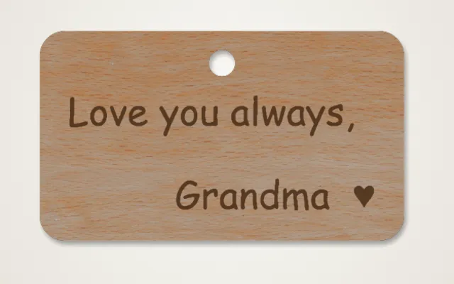 Handwriting Keepsake example design, previewed on real material