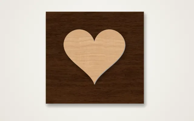 Inlay & Kerf Offset example design, previewed on real material